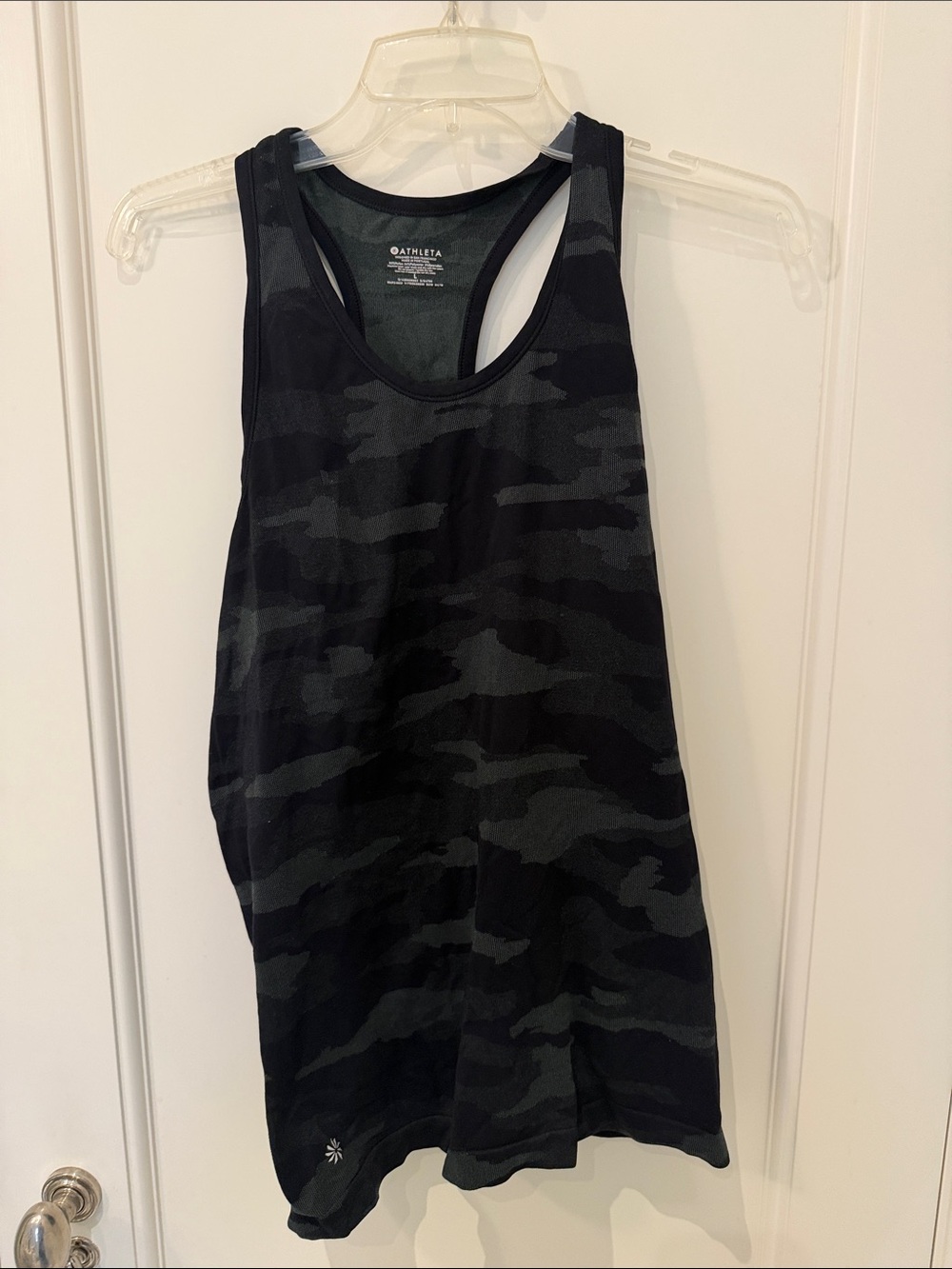 Athleta Black & Charcoal Camo Racerback Performance Tank